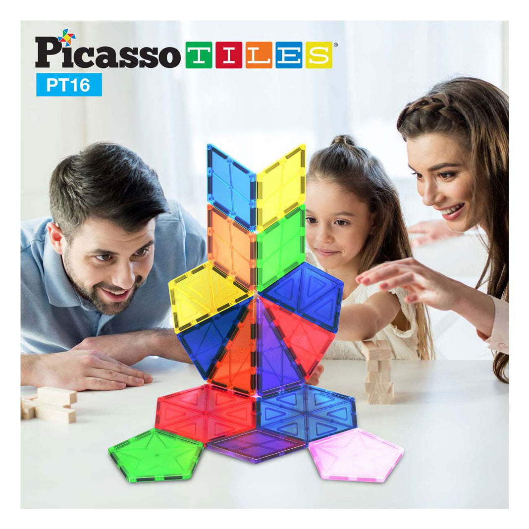 Picasso fliser taktik - byggelegetøj - magnetiske fliser - magnetiske fliser - geometrisæt - stilklegetøj - kreativt byggelegetøj - 16 stykker - fra 3 år