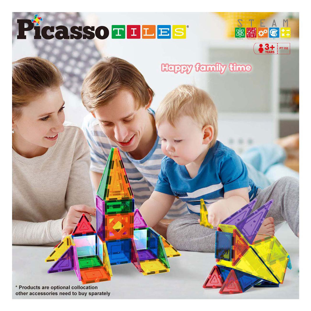 Picasso fliser taktik - byggelegetøj - magnetiske fliser - magnetiske fliser - blokke og spejle sæt - stilk legetøj - kreativt byggelegetøj - 152 stykker - fra 3 år