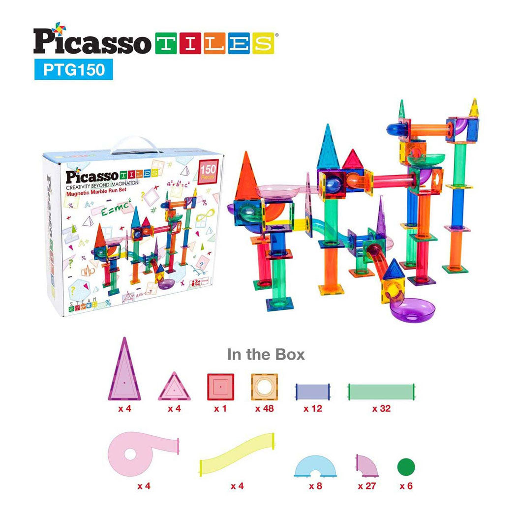 Selecta picassotiles marmorløb - magnetiske bygningsfliser, 150 stk.