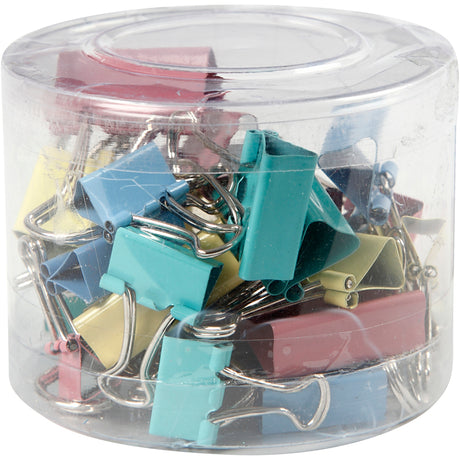 Creativ company foldback clips, b: 15-19-25 mm, pastelfarver, 30 div 1 æske