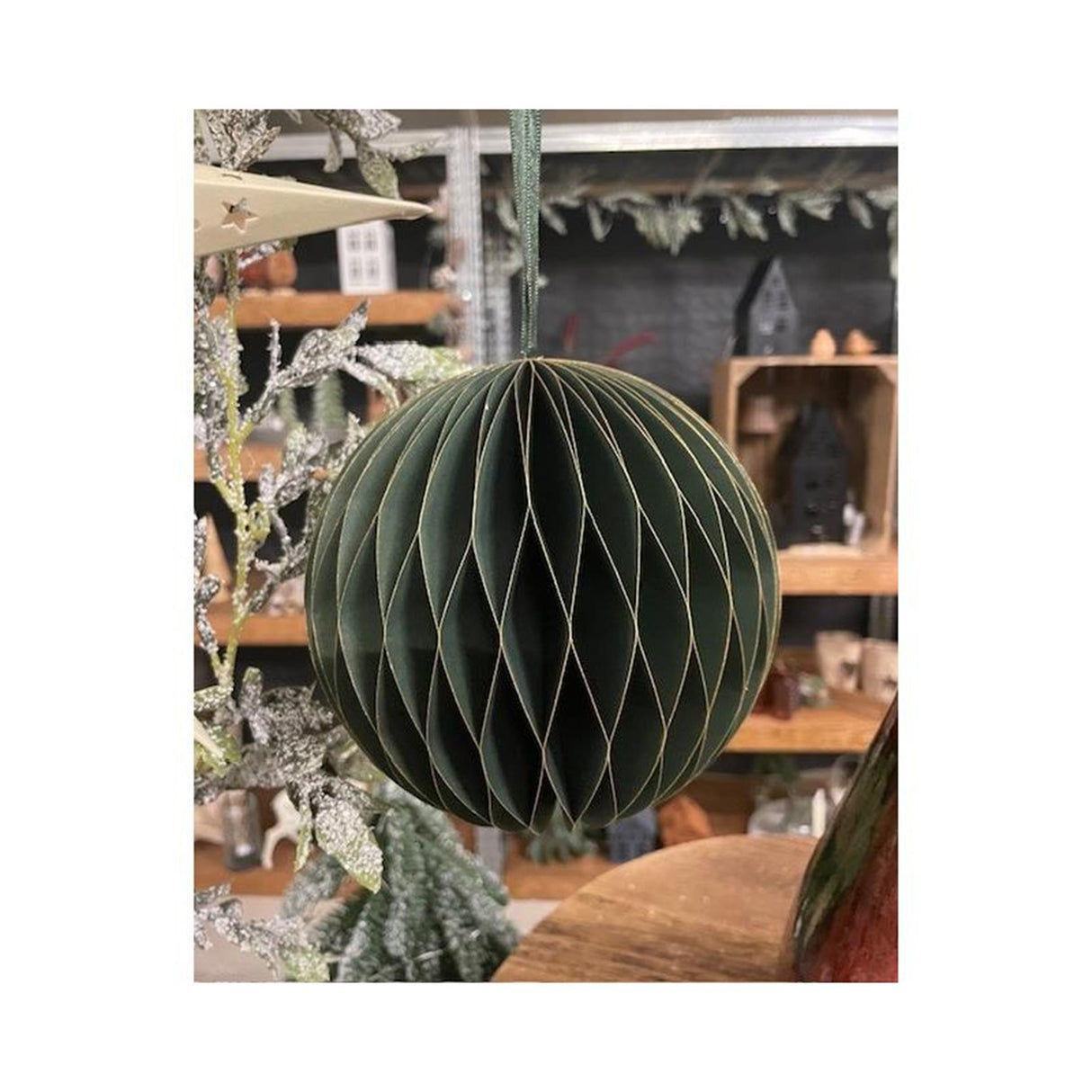 HBx natural living julekuglepapir 15cm grøn