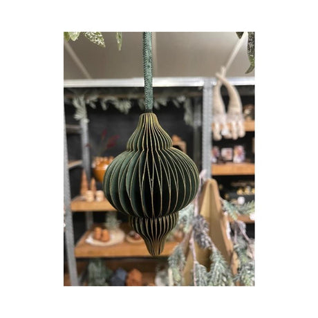 Hbx natural living deco vedhæng kuglefoldekarton 15cm grøn