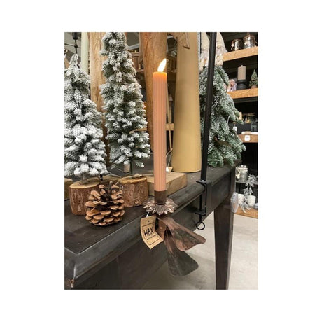 Hbx naturlig levende lysestage med clip bonez clip bronze 16x7cm