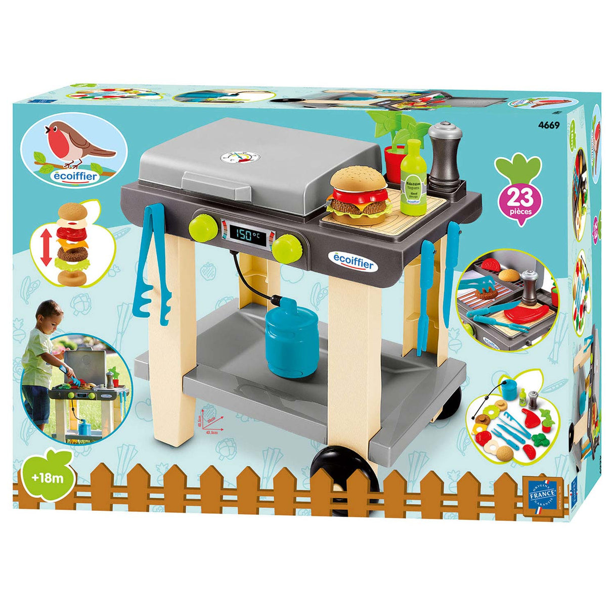 Ecoffier ecoiffier – plancha legegrill – 18 måneder – 2 hjul