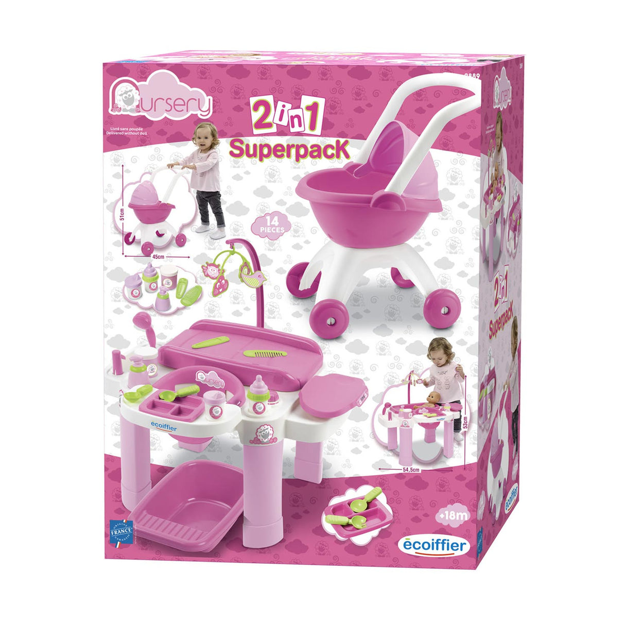Ecoiffier Ecoffier Care Set med dukkebil