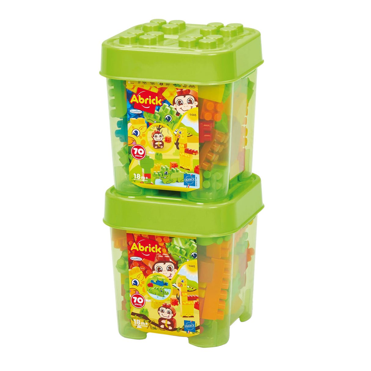 Ecoffier ecoiffier abrick jungle byggeklodser i opbevaringsboks - 70 stk.