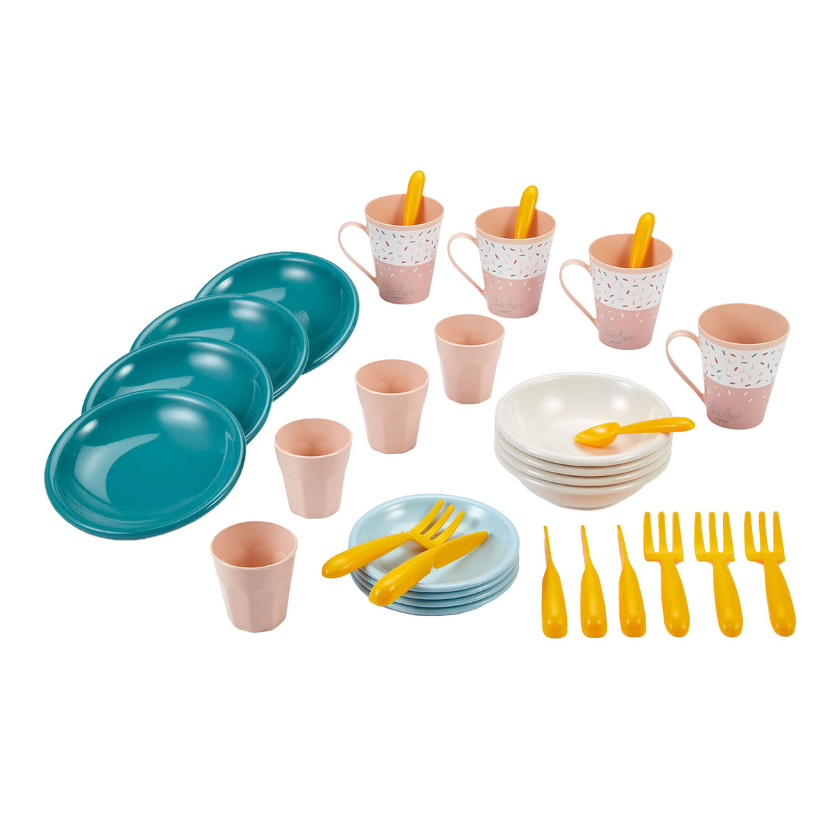 Écoiffier ecoiffier vert azur picnic legesæt med pap picnickurv - 32 stk.