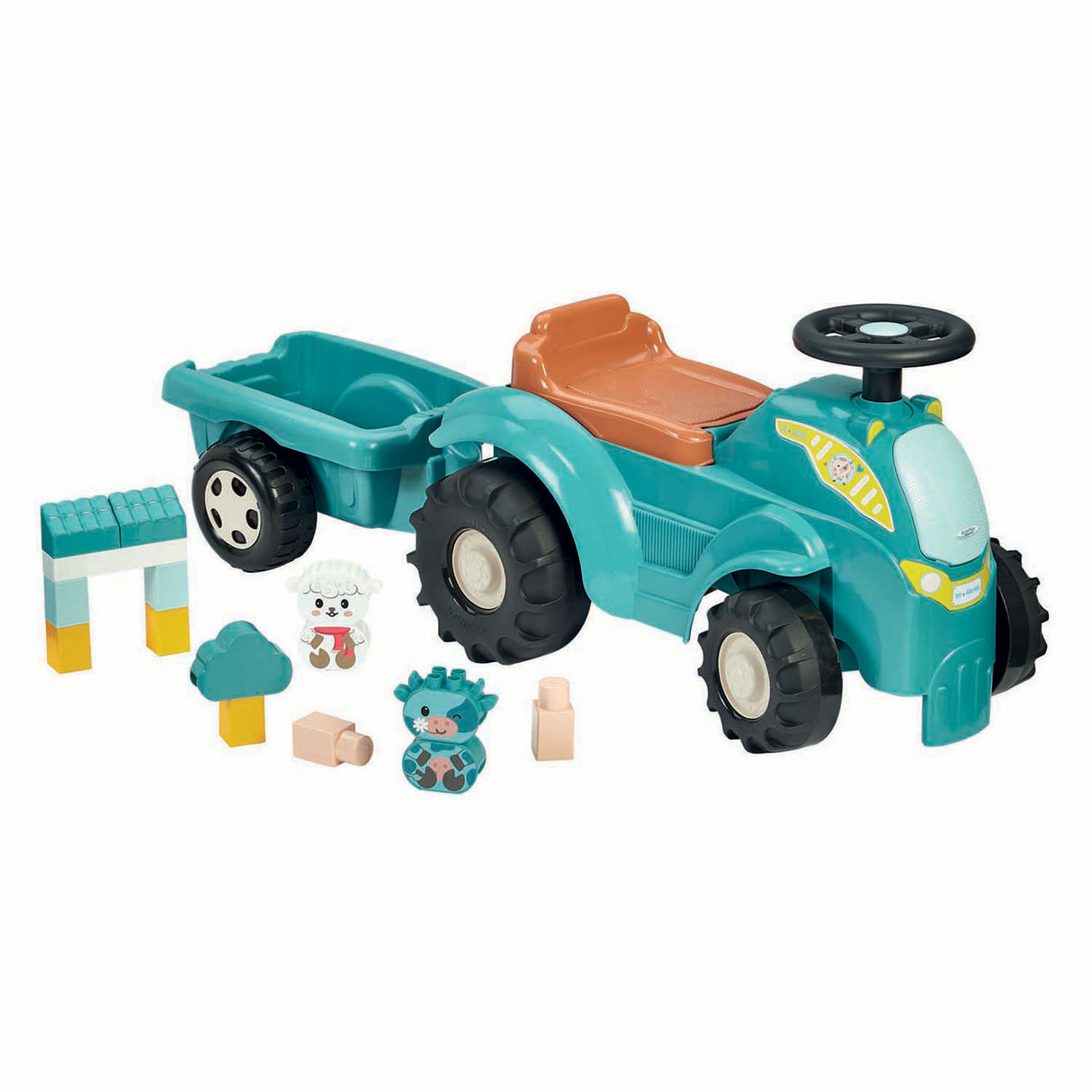 Ecoiffier styrbar traktor med trailer - 15 stk.