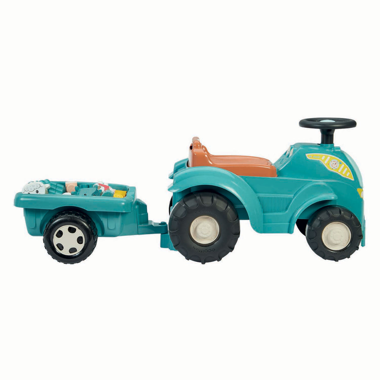 Ecoiffier styrbar traktor med trailer - 15 stk.
