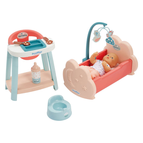 Ecoiffier børnehave 3i1 babyværelse med babydukke - 8 stk.