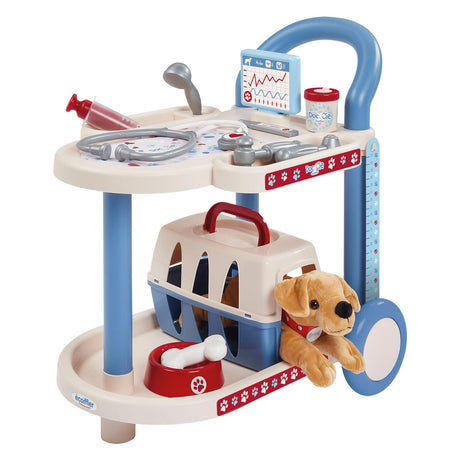 Ecoiffier doc cie vets trolley med hund - 14 stk.