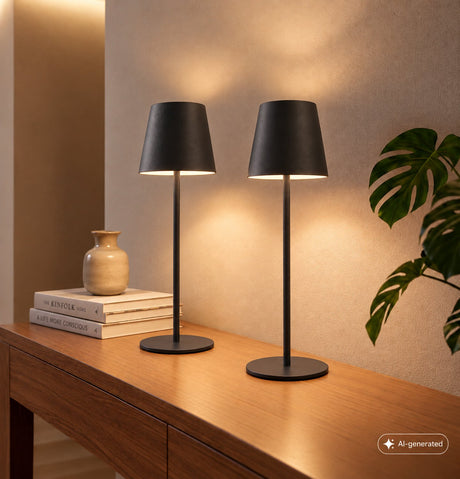 Briloner - sæt med 2 bordlamper - genopladelige udendørslamper - ip44 - varmt hvidt lys 2.700 k - dæmpbar - med USB - antracit - 12 x 36 cm