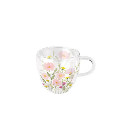 Ambiente dubbelwandig glas 0.2 l pastel flowers roze