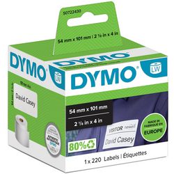 Dymo original labelwriter store forsendelsesetiketter navnekort | 54 mm x 101 mm | 220 selvklæbende etiketter | sort på sort | velegnet til etiketskriveren etiketprintere | lavet i europa