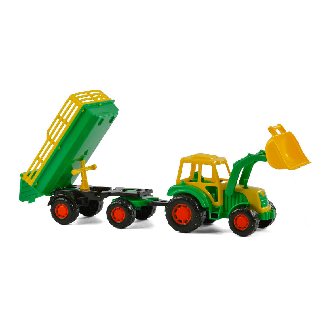 Cavallino traktor med frontlæsser og trailer grøn