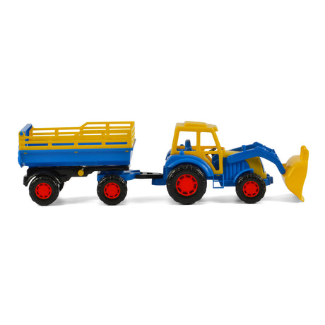 Cavallino traktor med frontlæsser og trailer blå