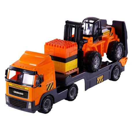 Cavallino lastbil med trailer og gaffeltruck, skala 1:16