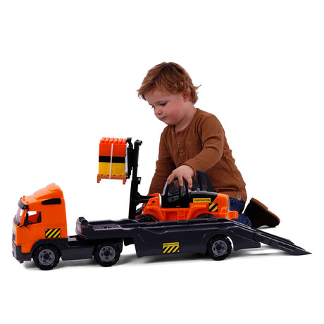 Cavallino lastbil med trailer og gaffeltruck, skala 1:16