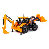 Cavallino traktor med oplader og gravemaskine gul, skala 1:32