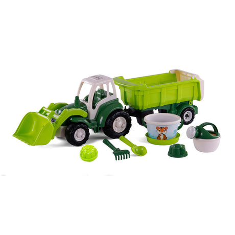 Cavallino XL Tractor Green med Tilt Trailer og Bucket Set, 9dlg.