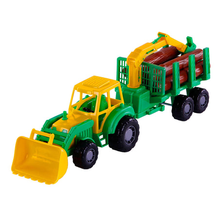 Cavallino junior traktor med kran trailer og træ, 46 cm