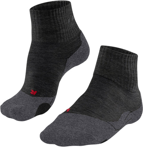 Falke tk2 korte anti-blister tykt uld funktionsmateriale gåstrømper herre grå - str. 39-41