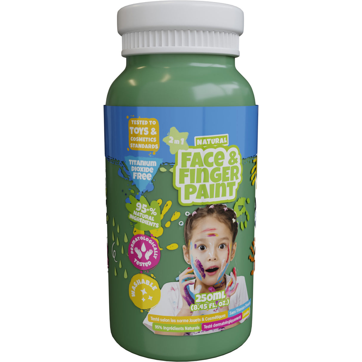 Boti natural face fingerpaint flaske - grøn, 250ml