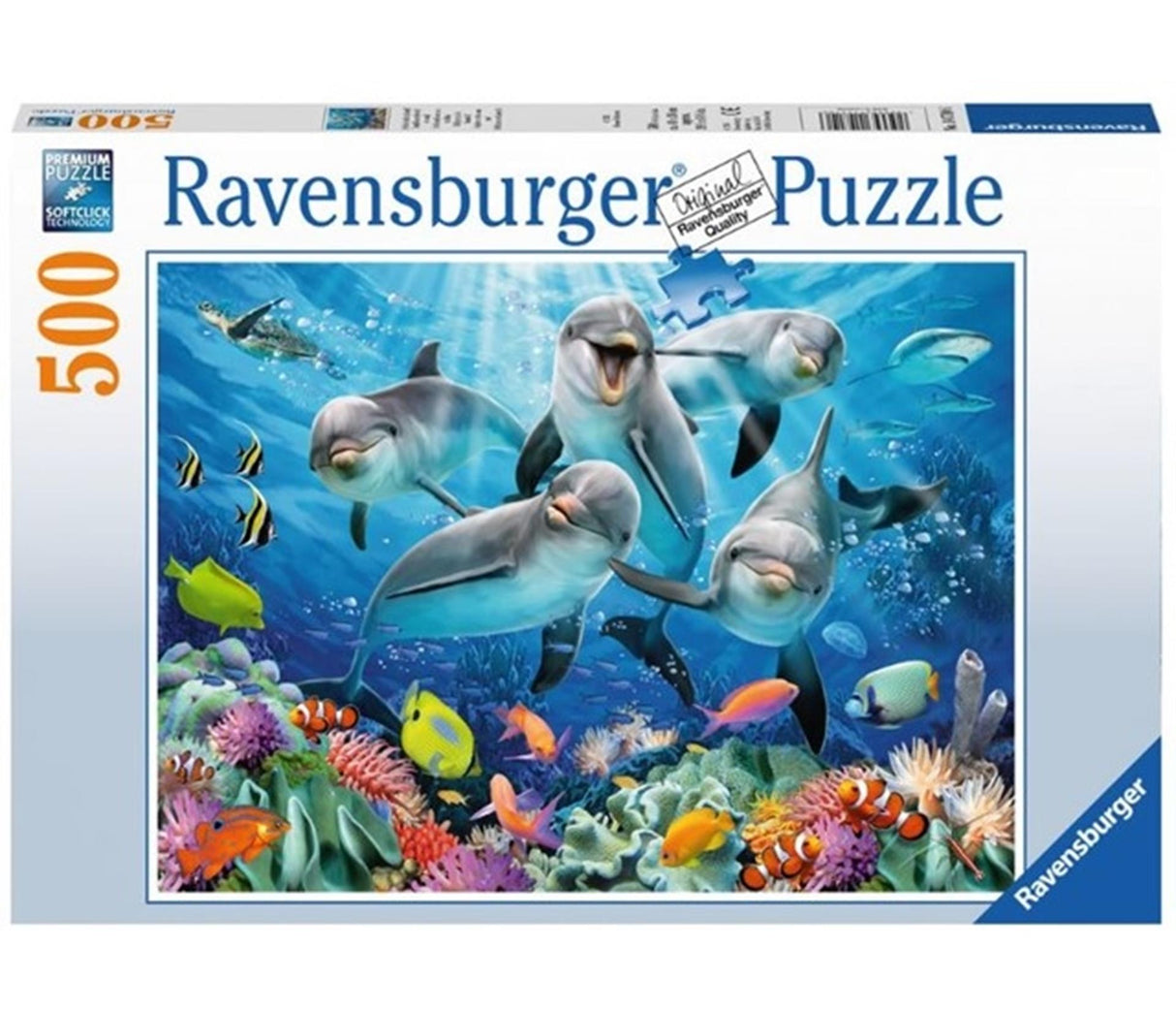 Ravensburger puslespil delfiner i koralrevet - puslespil - 500 brikker
