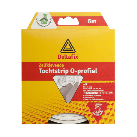 Deltafix trækliste - p-profil - 6m x 9mm - 5,5mm - hvid