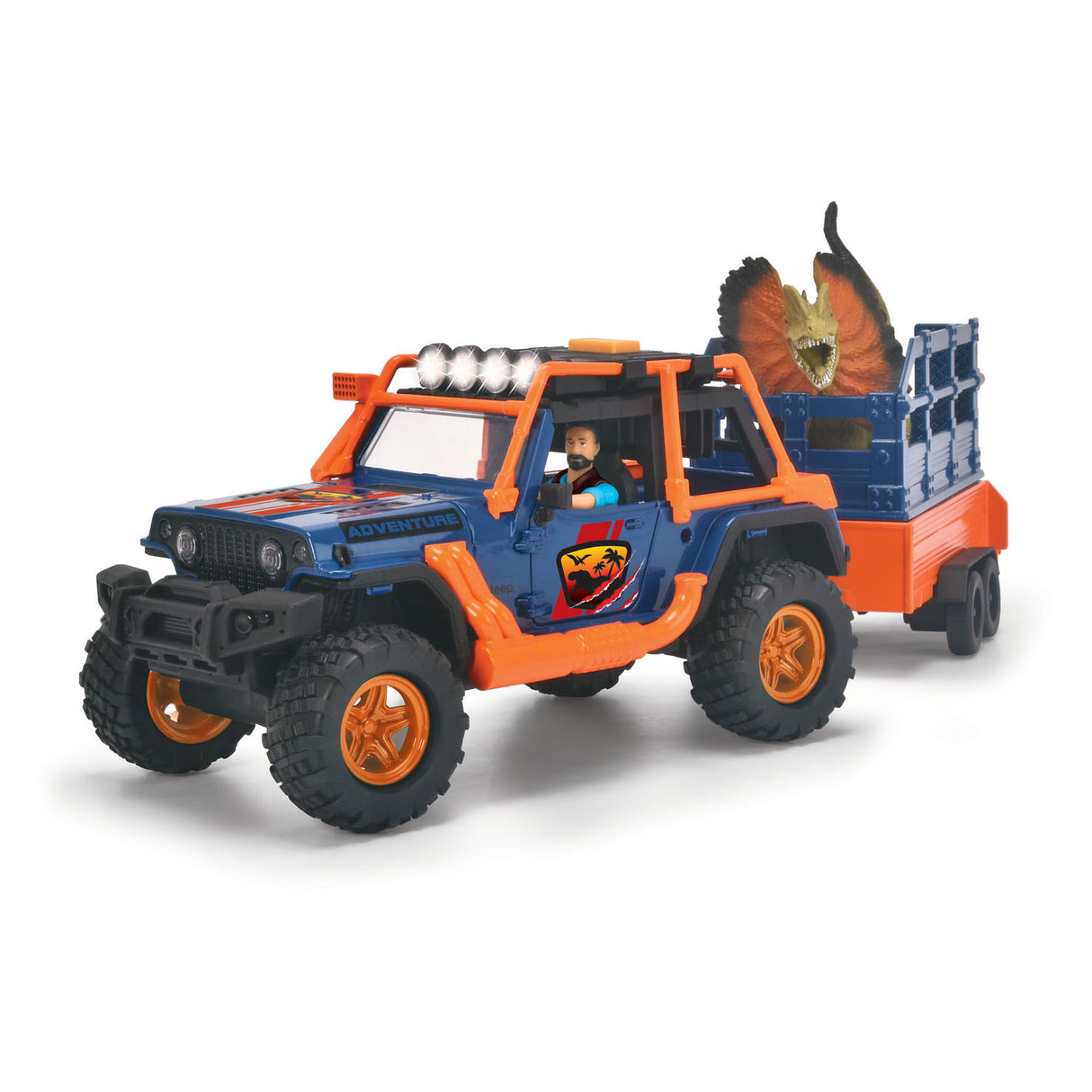 Dickie dino jeep med trailer legesæt