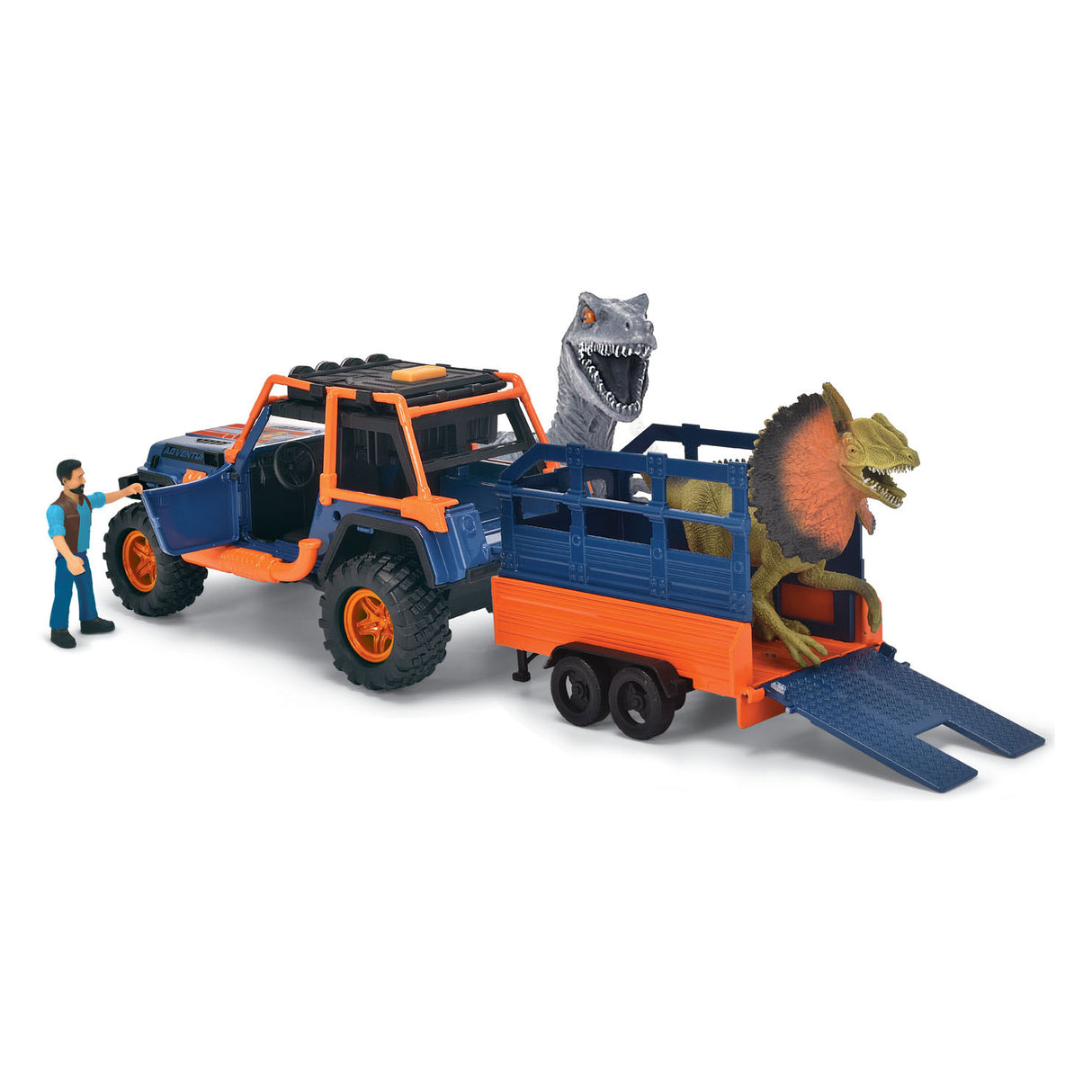 Dickie dino jeep med trailer legesæt