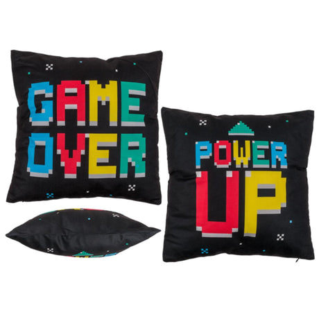Ootb vendbar pude power up game over 40x40cm 100% polyester