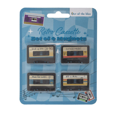 Ootb køleskabsmagneter retro kassette 3x4,2cm sæt med 4 stk