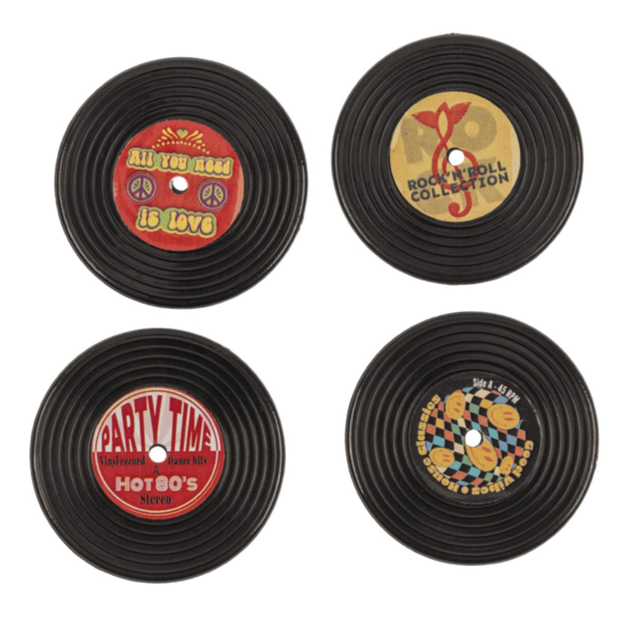 Ootb køleskabsmagneter retro LP 4,2x4,2cm sæt med 4 stk.