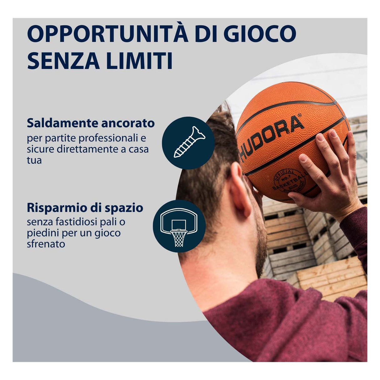 Hudora basketball ring metal med net
