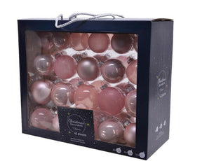 Decoris julekuglesæt glasmix pudderrosa 42 stk