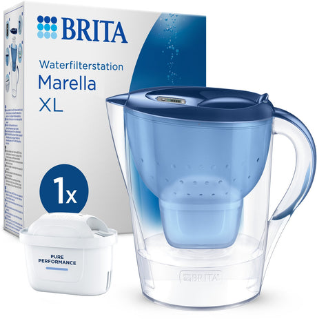 Brita vandfilterkande marella xl - 3,5l - blå - inkl. 1 maxtra pro pure performance vandfilterpatroner