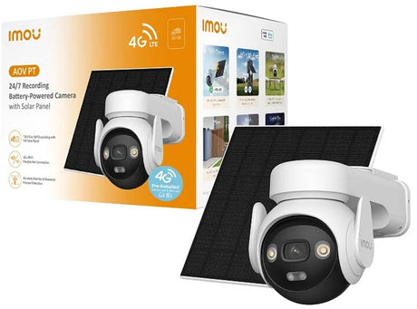 Imou Aov PT Kit – Batteridrevet trådløst sikkerhedskamera med solpanel – 5MP 3K – 4G WiFi – 360° PTZ – Kontinuerlig optagelse