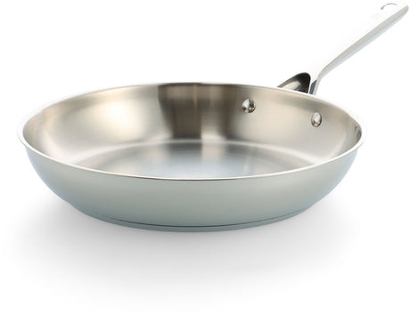 Bk sparkling uncoated koekenpan 28cm - zonder antikleeflaag - koekenpan inductie - rvs koekenpan - ovenbestendig tot 230°c – rvs handgreep – zilver