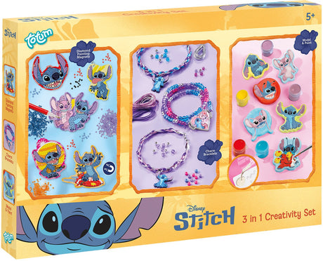 Totum Disney søm 3 i 1 håndværkssæt xl - armbånd, gipsafstøbning, diamantmalingsmagneter og nøglering - kreativt legetøj gavetips til drenge og piger fra 5 år
