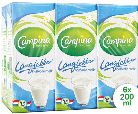Campina langsmagende – letmælk – lang levetid – mini drikkepakker – 5 x 6 x 200 ml – værdipakke