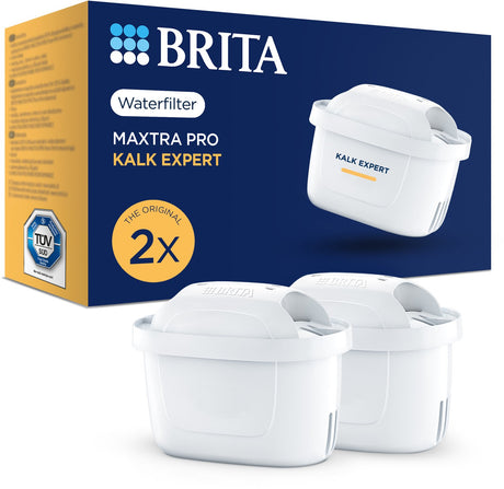 Brita vandfilterpatron maxtra pro kalkekspert - 2 stk - originalt vandfilter til alle kander til beskyttelse af apparater med hårdt vand - filtrerer bl.a. kalk, urenheder, klor og metaller