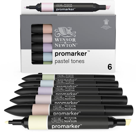 Winsor Newton 0290113 ProMarker™ 6 Pastelfarver Sæt | professionelle layout markører alkohol markører