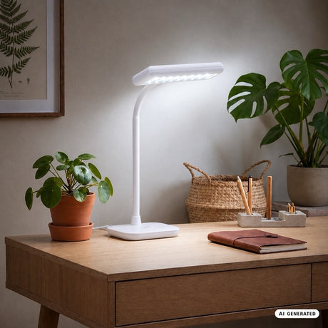 Briloner - dagslyslampe - skrivebordslampe - LED bordlampe - drejelig og vipbar - 6.500 k - hvid