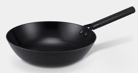 Brabantia patron wokpande ø 28cm - holdbar gryde med luksuriøst designhåndtag - 100% pfas fri - keramisk non-stick belægning - induktions wokpande - sort