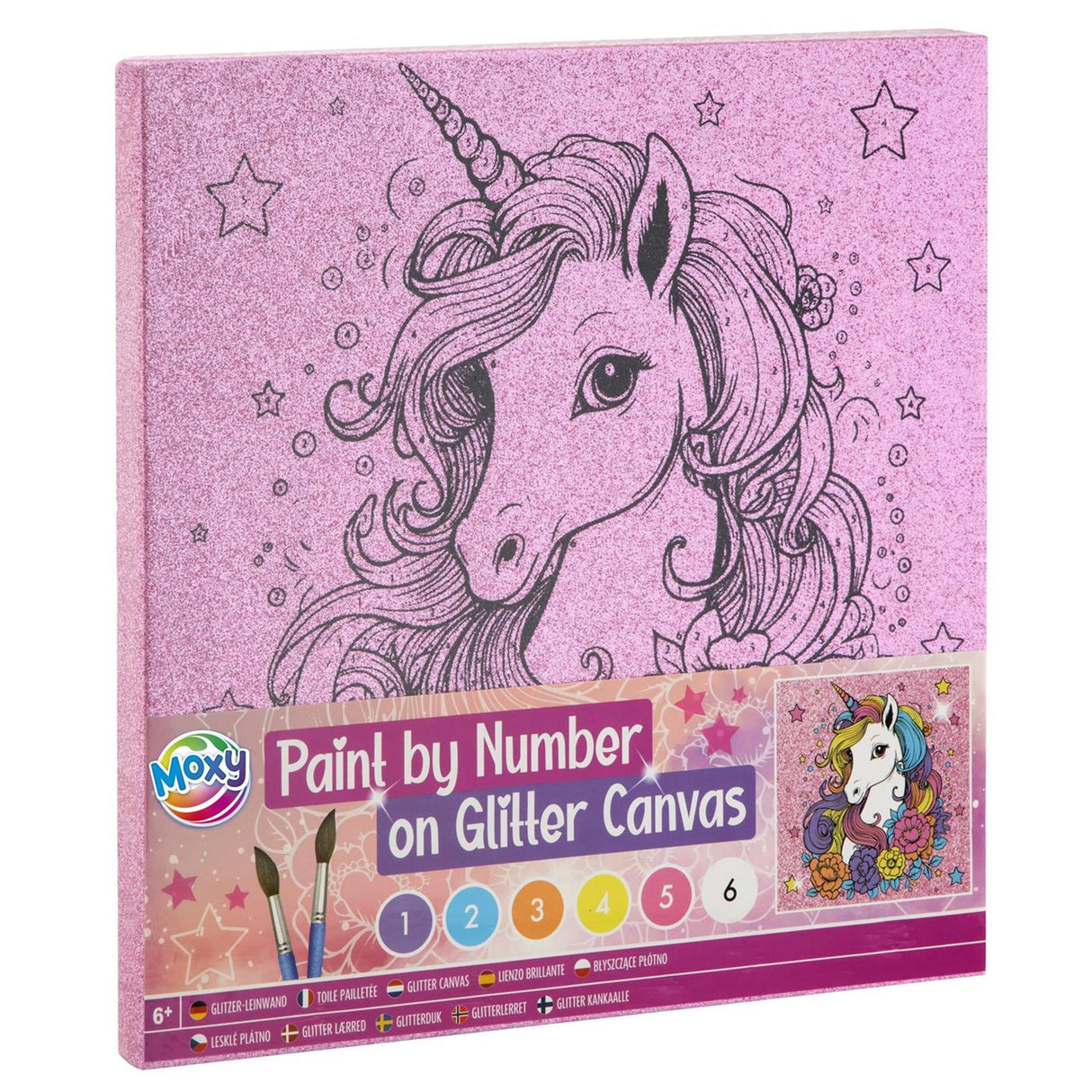 Grafix moxy maleri efter nummer glitter lærred 25x25cm