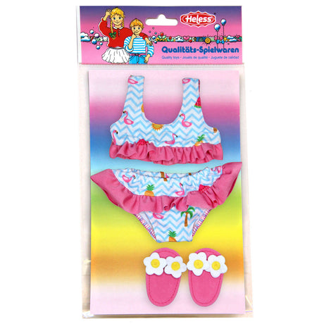 Heless dukkebikini med flamingo hjemmesko, 28-35 cm