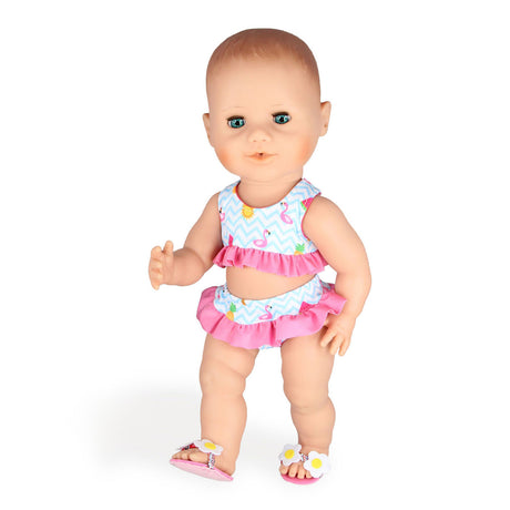 Heless dukkebikini med flamingo hjemmesko, 28-35 cm