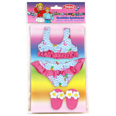 Heless doll bikini with flamingo slippers, 35-45 cm