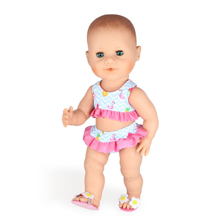 Heless doll bikini with flamingo slippers, 35-45 cm